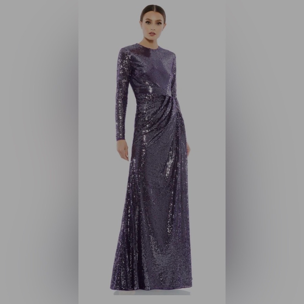 Mac Duggal Long Sleeve Sequin Gown